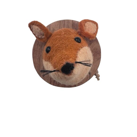 Felt Wool Faux Trophy Fox Head  Wall Decor Nursery Fast Shipping - Picture 1 of 11